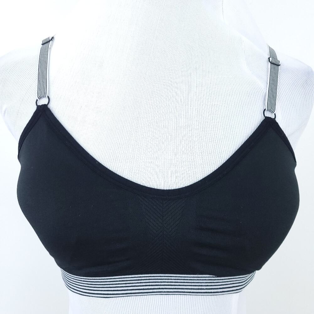 Victoria's Secret Sexy Sports Bra Medium Black White Racerback Athletic Yoga